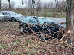  	Fának ütközött egy személygépkocsi Vácszentlászló közelében