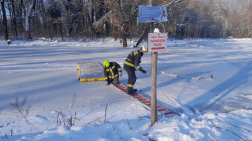  	Jégről mentési gyakorlat Vácon