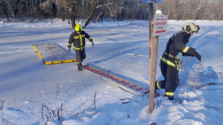  	Jégről mentési gyakorlat Vácon