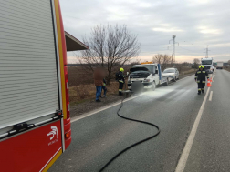 A motortérben keletkezett a tűz