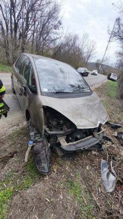 Az egyik autó a fának csapódott